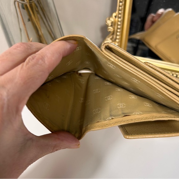 Chanel Beige Caviar Leather CC Logo Trifold Wallet - Picture 7 of 12